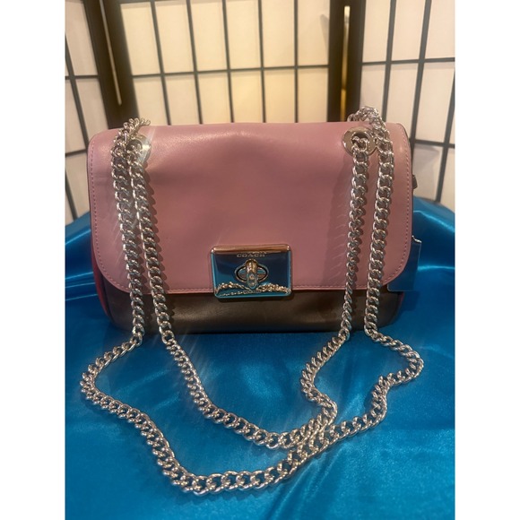 Handbags - Coach CassidyF72686 Colorblock Leather Crossbody Shoulder Bag Pink/Burgundy Blac